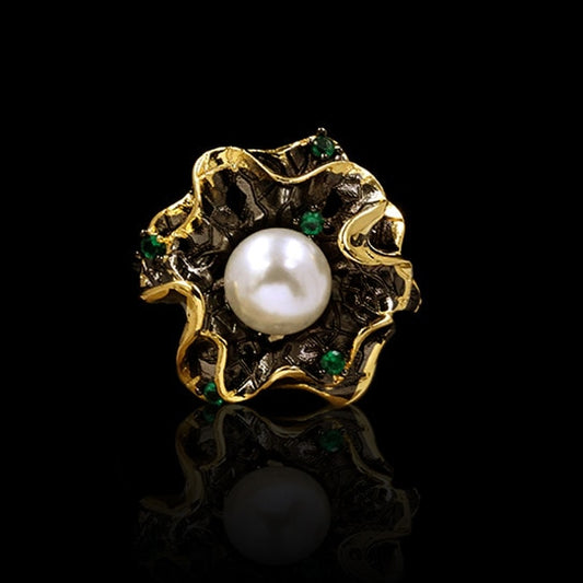 Baroque, Two-tone Black Gold Style Ring