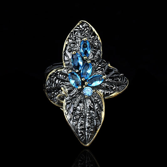 A Touch of Blue, Black Gold Style Ring