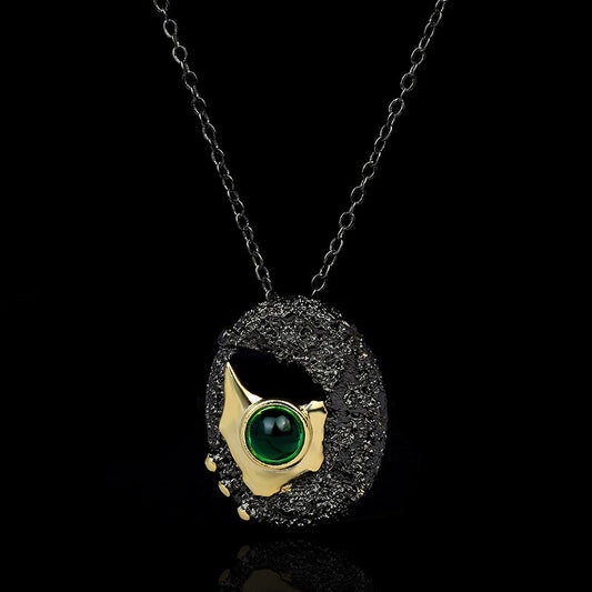 Contemporary Design, Just Different, Black Gold Style Pendant Necklace
