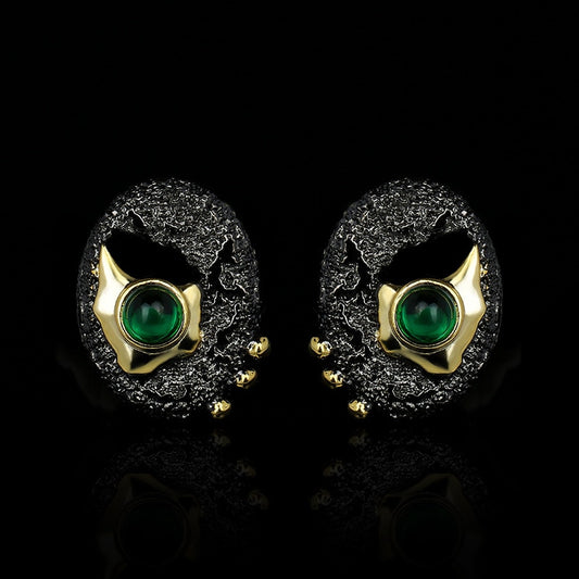 Contemporary Design, Just Different, Black Gold Style Stud Earrings