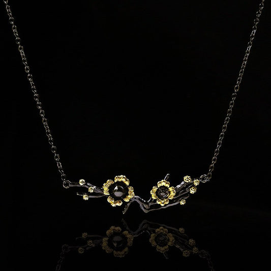 Blossom, Black Gold Style Pendant Necklace